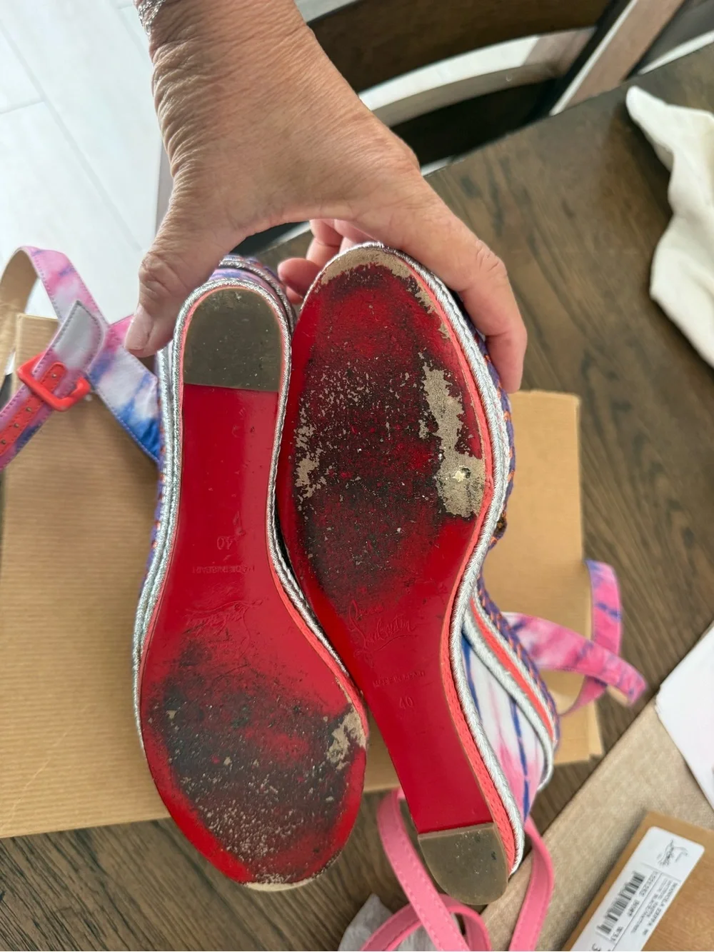 Christian Louboutin Pink and Purple DUPLICE 100 BAZIN Sandals 40